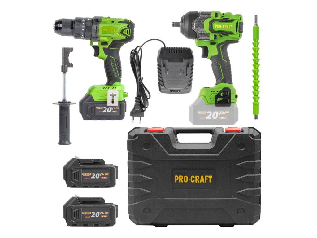 Aku sada vŕtačky PA18BL a rázového uťahováka PWA36bb Procraft