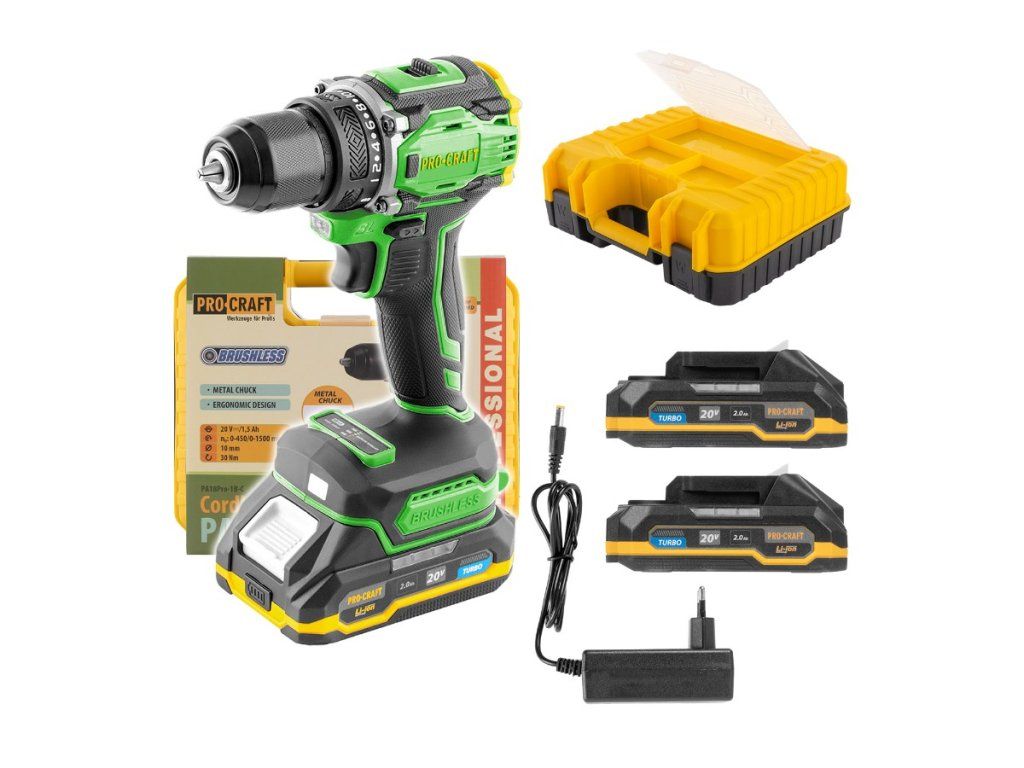 PROCRAFT PA18Pro-2B-C aku vŕtací skrutkovač 20 V s kufríkom a nabíjačkou