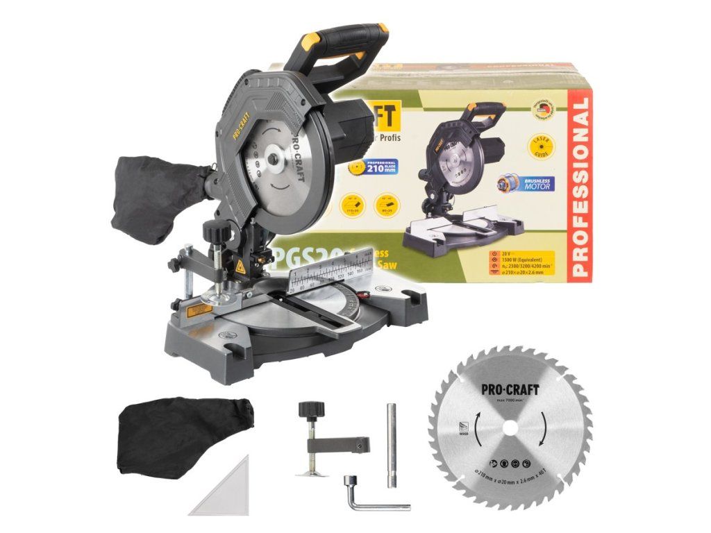 Laserový navádzač rezu na aku pokosovej píle PROCRAFT PGS20BB