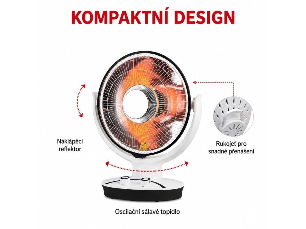 Karbónový parabolický ohrievač VELAMP PR142 v bielo-čiernom prevedení