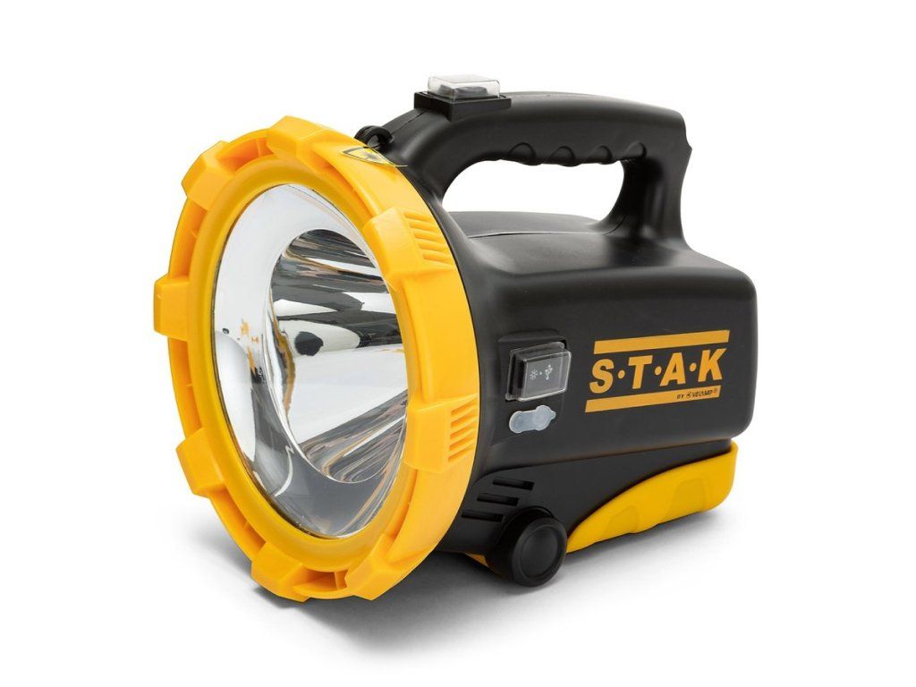Nabíjací LED reflektor VELAMP R920 so žlto-čiernym krytom z ABS plastu