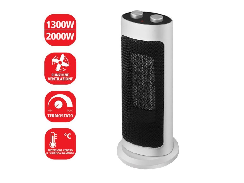 Keramický teplovzdušný ventilátor VELAMP PR156 s príkonom 2000 W