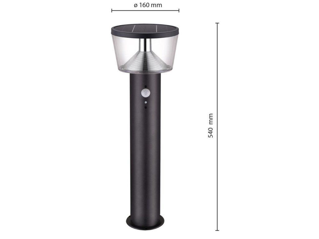 Solárne LED záhradné svietidlo VELAMP SL344 z ocele a polykarbonátu