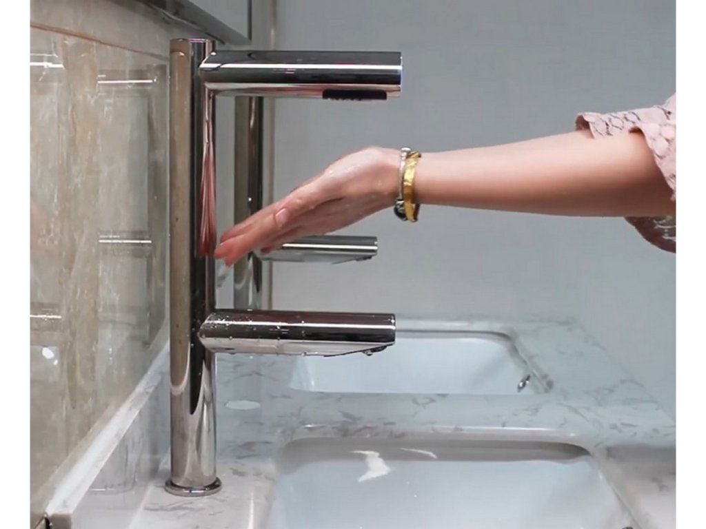 Hygienický sušič rúk s HEPA filtrom nad umývadlom Hygienický sušič rúk s HEPA filtrom nad umývadlom