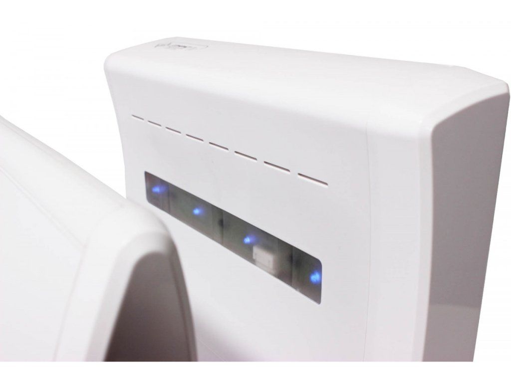 Sušiaca zóna sušiča rúk Jet Dryer COMPACT Detailný pohľad na sušiacu zónu sušiča rúk Jet Dryer COMPACT v bielom ABS plaste