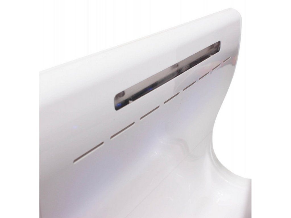 Bohný pohľad na sušič rúk Jet Dryer COMPACT Pohľad zboku na Biely sušič rúk Jet Dryer COMPACT