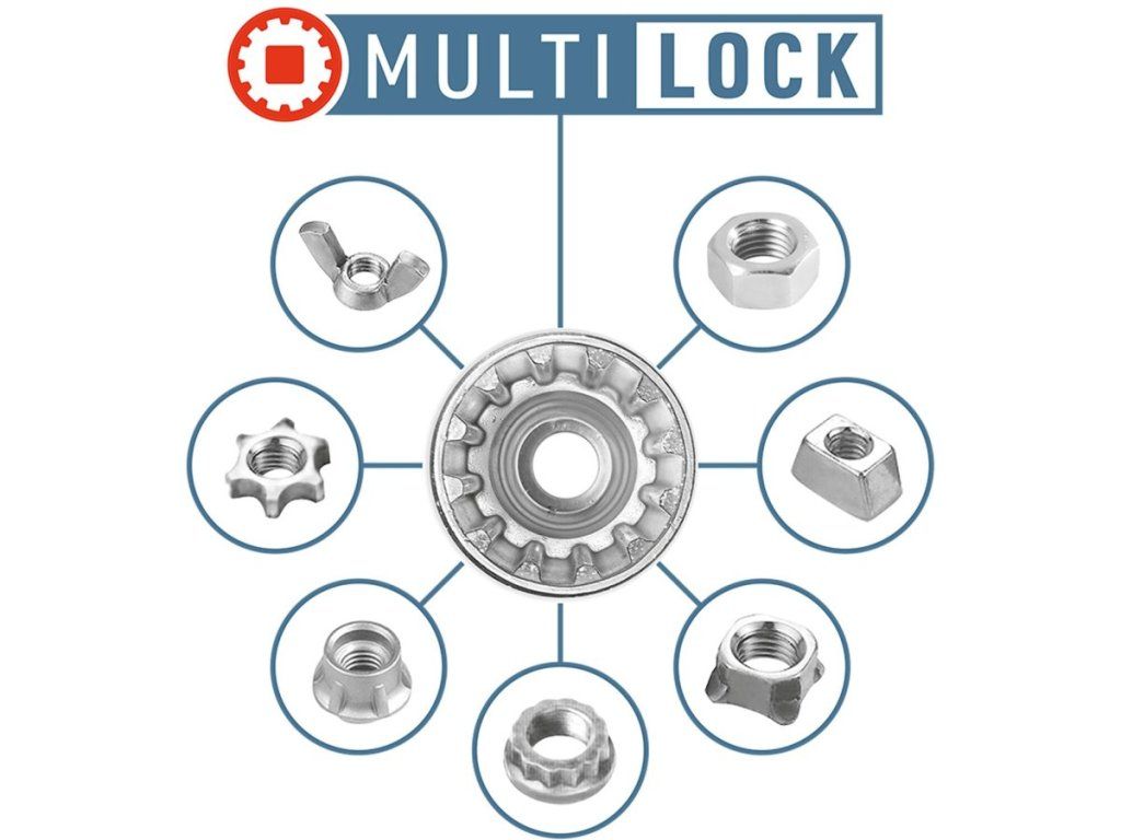 Detail predĺžených nástrčných hlavíc MultiLock EXTOL PREMIUM na držiaku