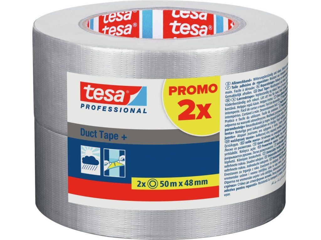 Balenie textilnej lepiacej pásky TESA 4619 sivá 2x 48 mm x 50 m