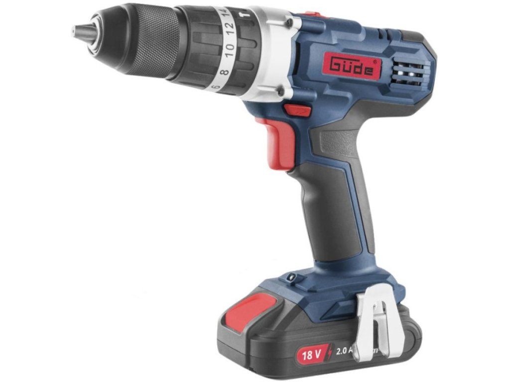 Detail hlavy a skľučovadla vŕtacieho skrutkovača Güde BSB 18-201-30K