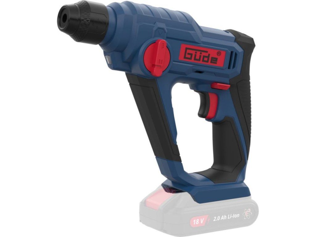 Aku vŕtacie kladivo Güde BH 18-0 - detail upínania SDS Plus a LED svetla