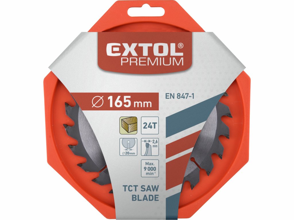  kvalitný pílový kotúč Extol Premium s karbidovými (SK) plátkami je riešením pre presné a efektívne rezy v dreve a drevotrieske