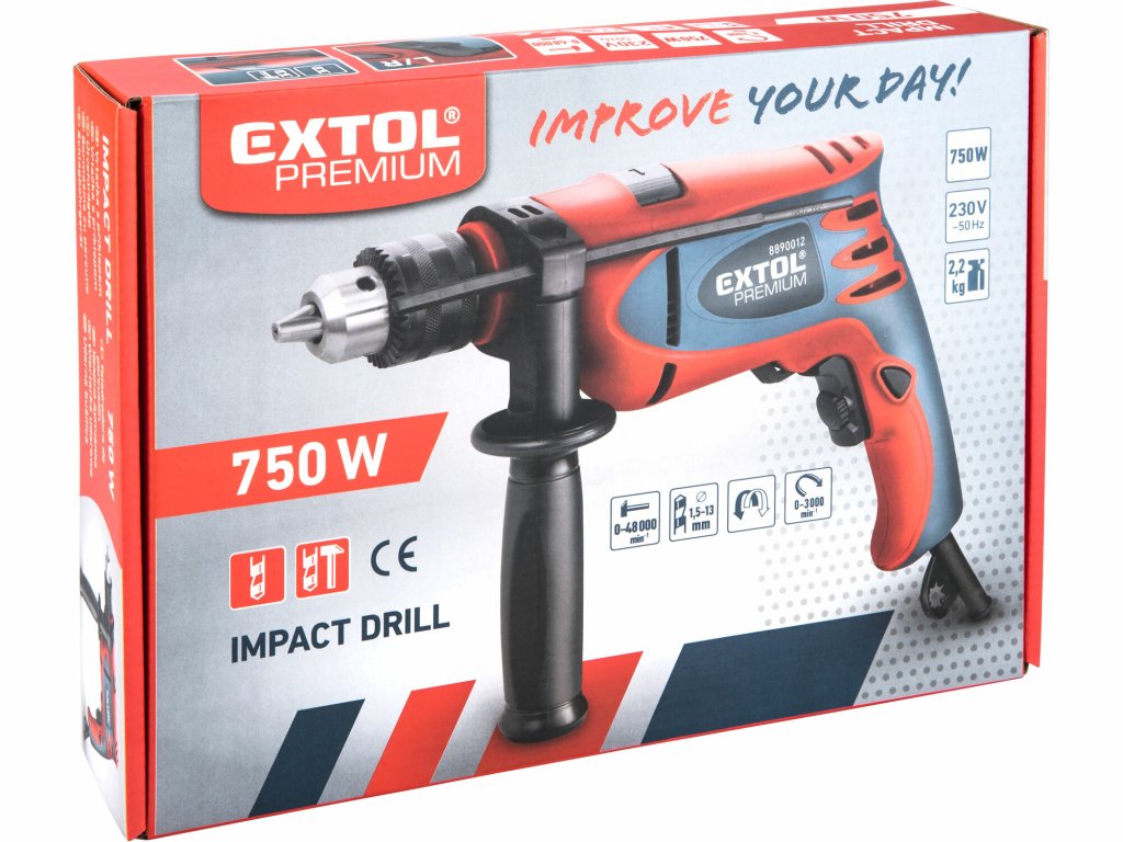 Príklepová vŕtačka EXTOL PREMIUM 750W so skľučovadlom na kľúč