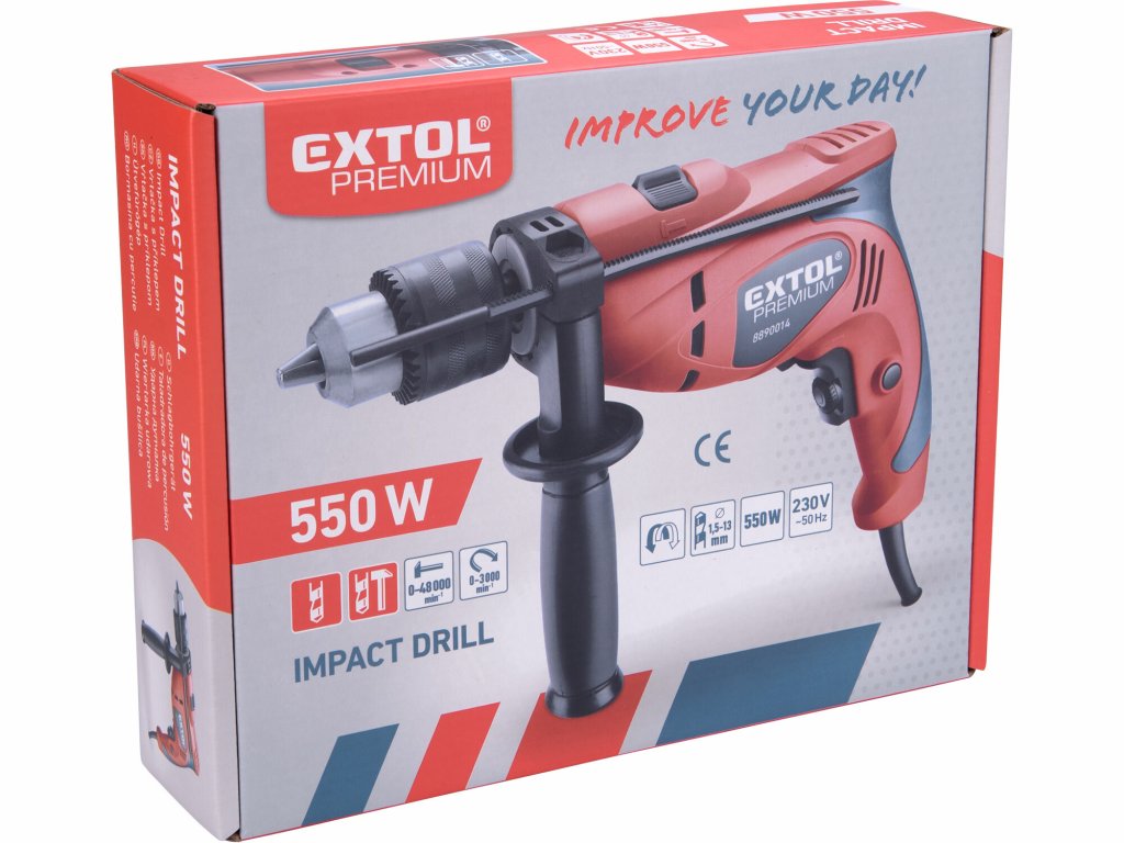 Príklepová vŕtačka EXTOL PREMIUM 550W so skľučovadlom na kľúč
