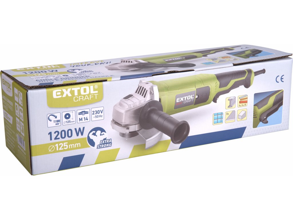 Brúska uhlová 1200W EXTOL CRAFT s nastaviteľnou rukoväťou