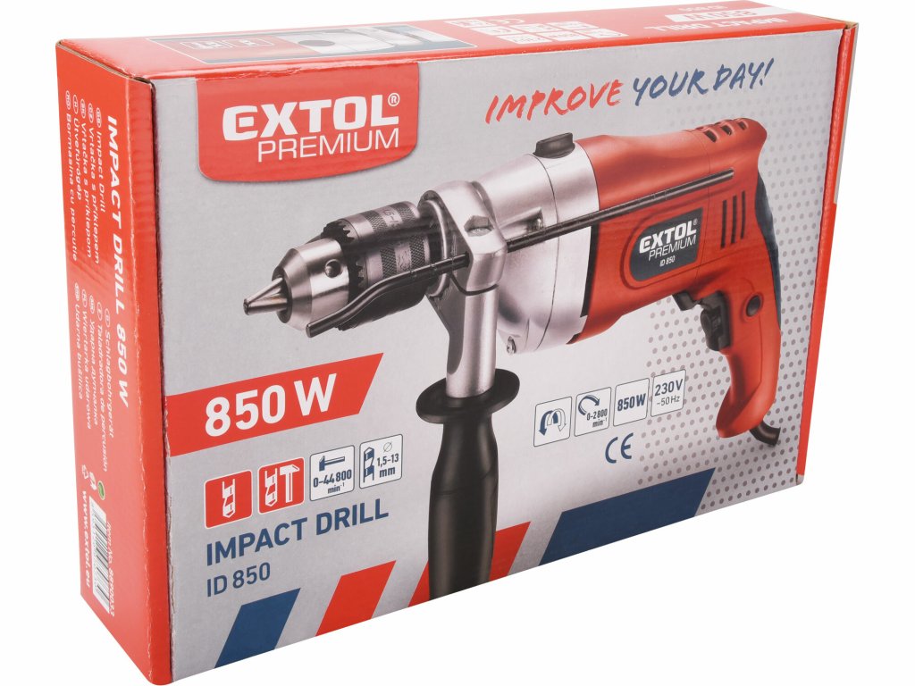 Príklepová vŕtačka EXTOL PREMIUM 850W so skľučovadlom na kľúč