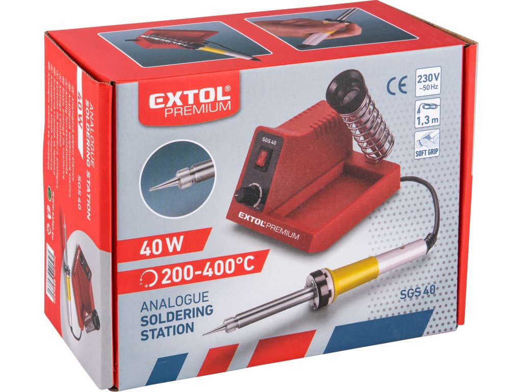 EXTOL PREMIUM spájkovacia stanica 40W na presné spájkovanie