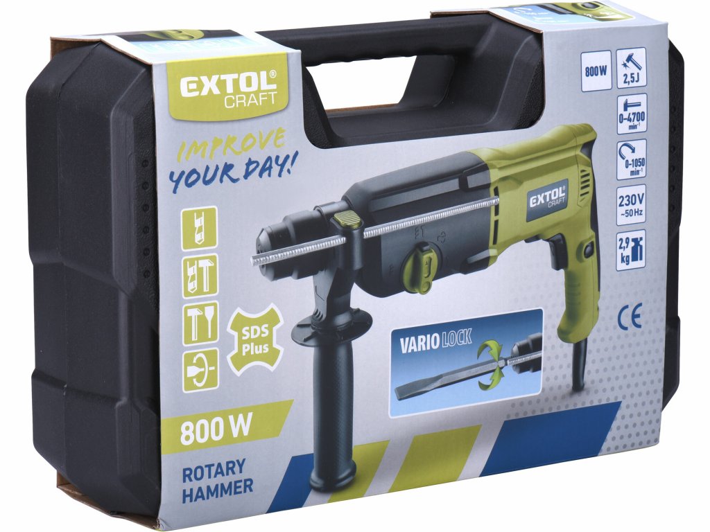 Kladivo vŕtacie a sekacie EXTOL CRAFT 800W SDS-plus s kufrom